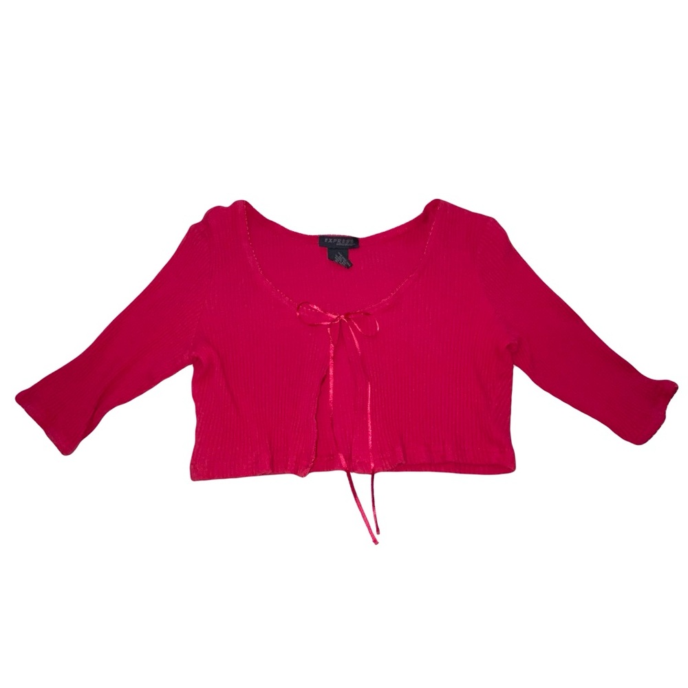 Magenta pink ribbed mini cardigan